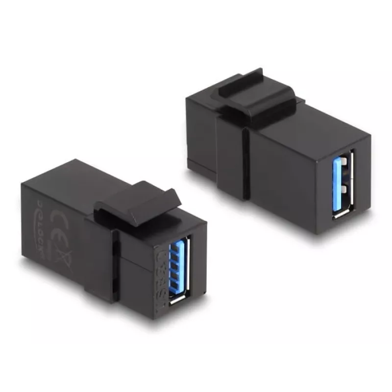 Moduł Keystone DeLOCK USB 3.0 A żeński na A żeński czarny 1:1