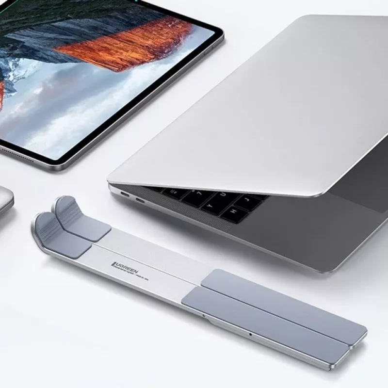 Podstawka pod laptop UGREEN LP451 regulowana stop aluminium na laptopy 8–17 cali, 5 pozycji, srebrna