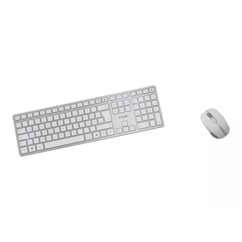 CHERRY DW 9100 cienki klawiatura z myszką w zestawie uniwersalna RF Wireless + Bluetooth czeski, słowacki srebrny