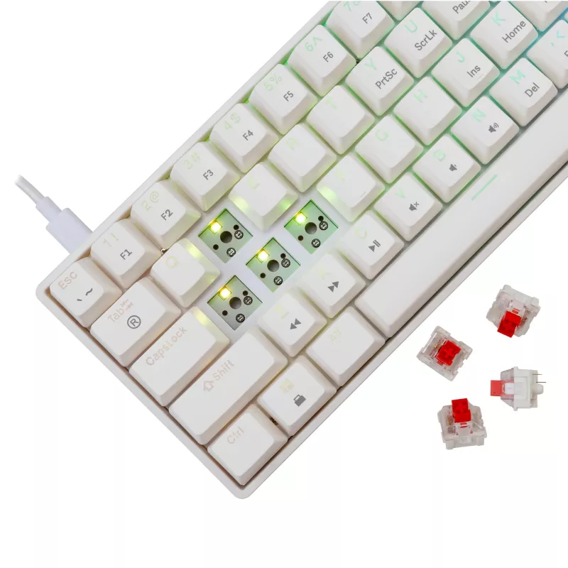 Przewodowa klawiatura mechaniczna White Shark Shinobi-2 (GK-004211) — układ US, przełączniki czerwony, biała