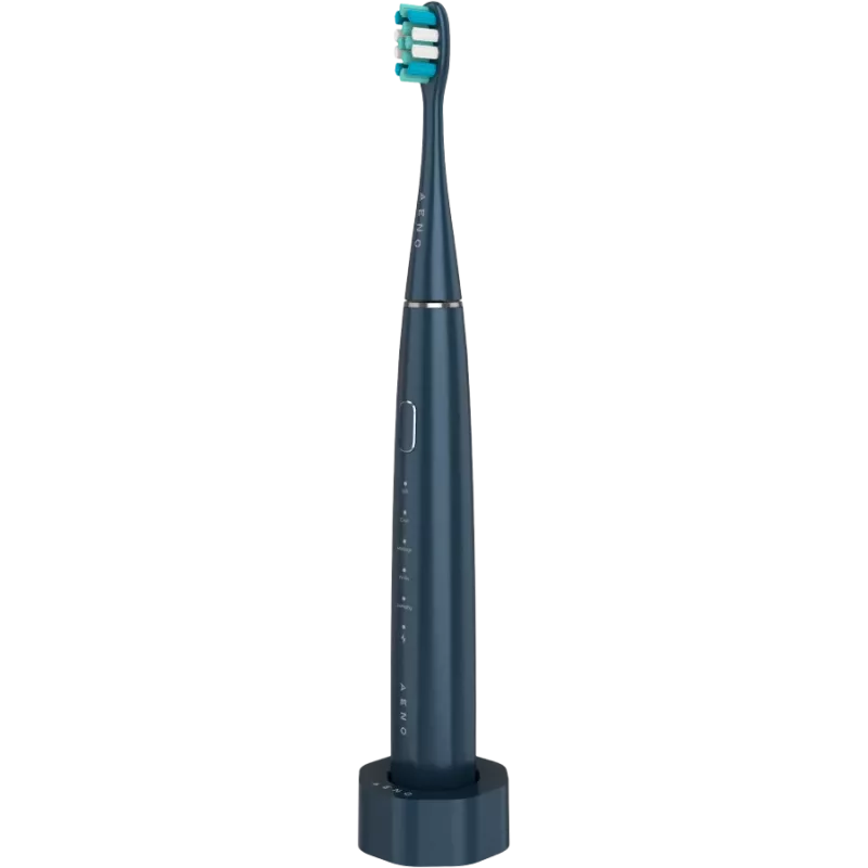 Bezprzewodowa szczoteczka do zębów, granatowa, 3 końcówki, 1400 mAh, funkcje: miękka, czyszcząca, masująca, wybielająca, zamiatająca