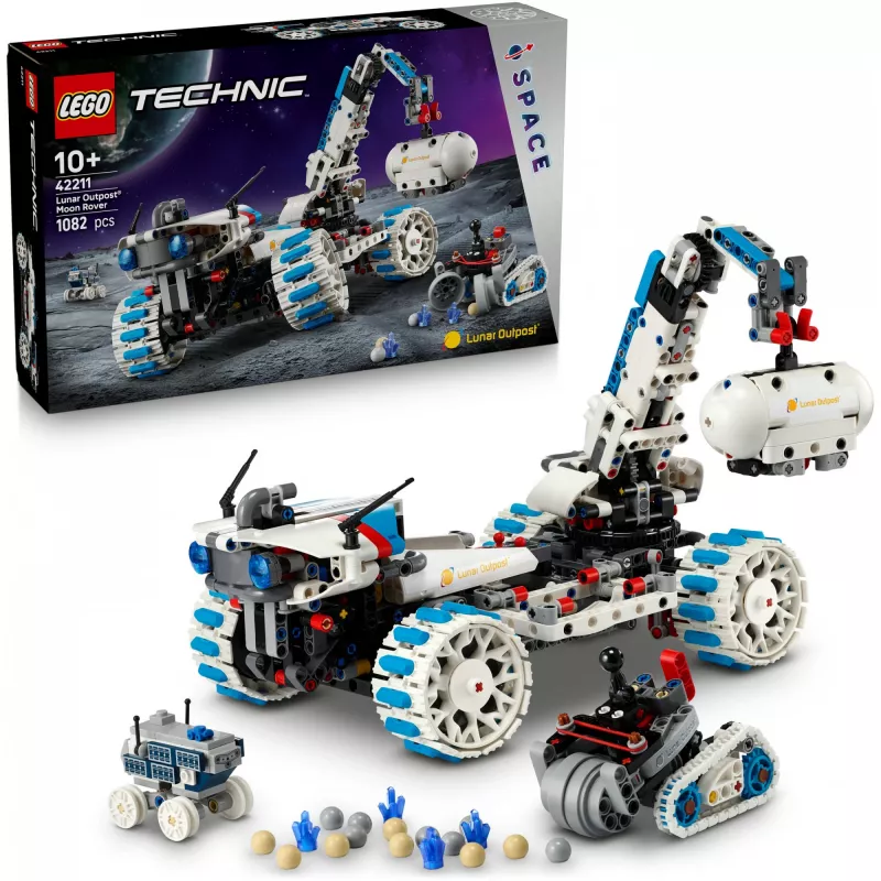 LEGO Technic 42211 Lunar Outpost Moon Rover – zabawka konstrukcyjna, 1082 szt., budowa modułowa, 130×310×190 mm