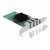 Karta DeLOCK PCI Express x4 do 4 x zewnętrznych USB 3.0 Quad Channel - niski profil