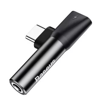 Baseus Audio Adapter USB-C na Mini Jack 3.5mm + USB-C (czarny)