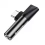 Baseus Audio Adapter USB-C na Mini Jack 3.5mm + USB-C (czarny)