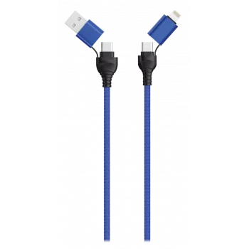 Kabel USB 2GO 797368 1.2 m USB A/USB C USB C/Lightning Czarny Niebieski