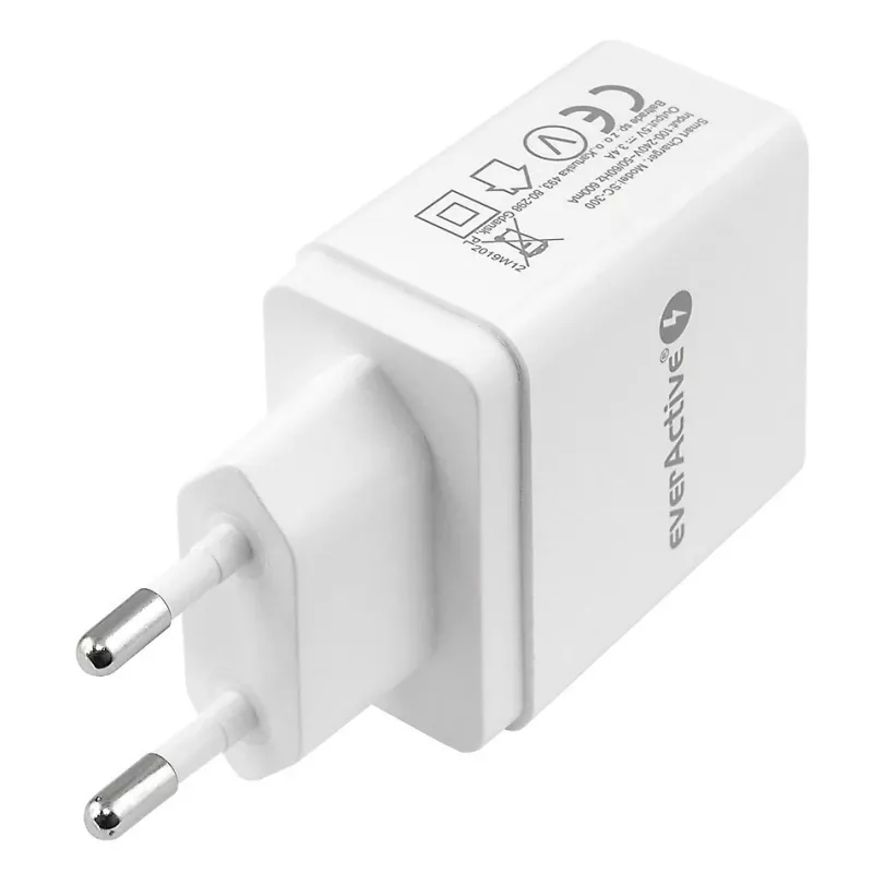 Ładowarka Everactive 3x USB 3, 4A BIAŁA