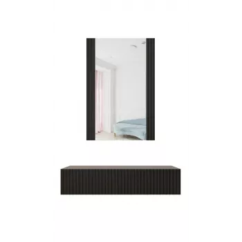 Toaletka z lustrem cama meble PAFOS 80×41,6×100 cm, rama MDF, 1 szuflada, matowa czerń