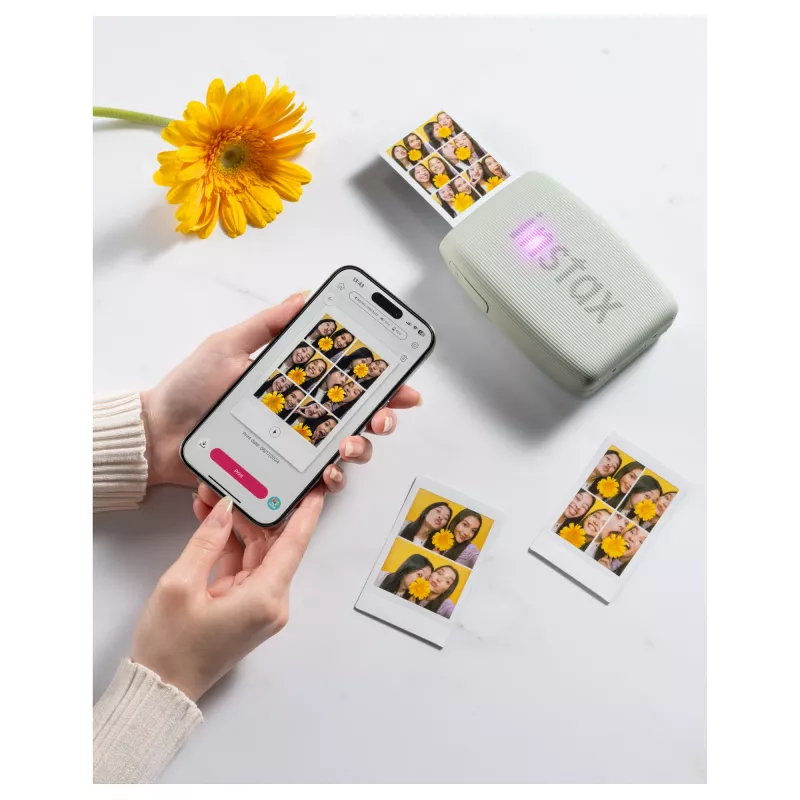Natychmiastowa drukarka Fujifilm Instax Mini Link3 Sage zielony — 800×600 DPI, wydruki 6,2×4,6 cm, Bluetooth, 0,21 kg