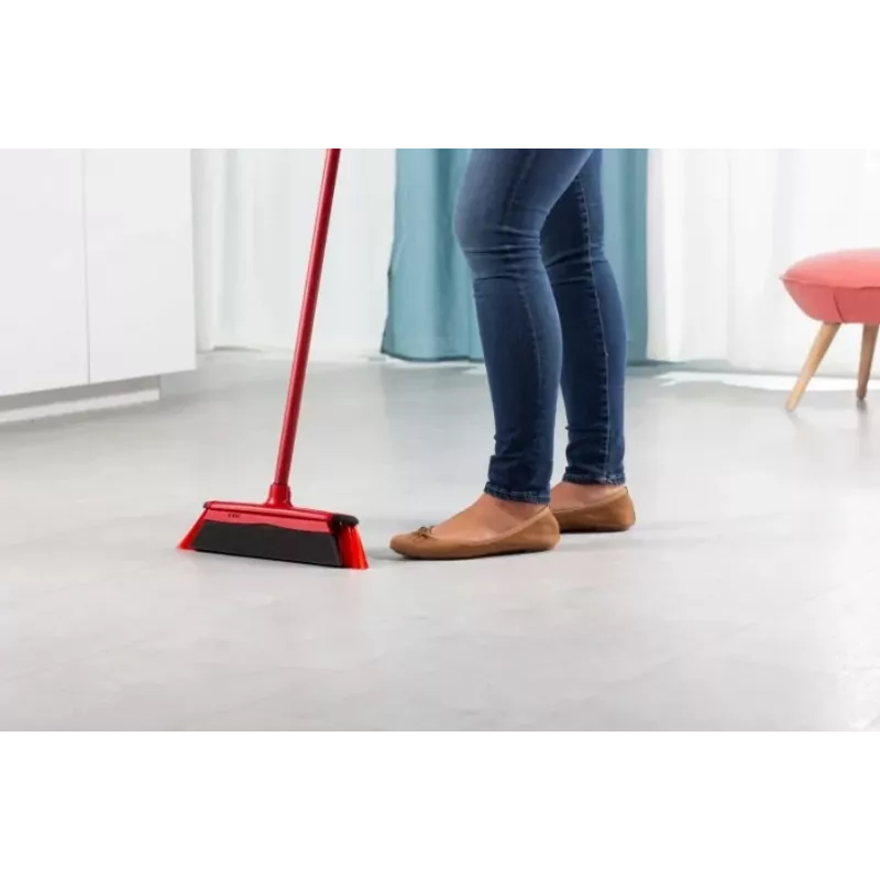 Miotła do podłogi VILEDA 143703 z trzonkiem, technopolimer, miękko-twarde włosie, wewnętrzna, 130 cm, czerwona