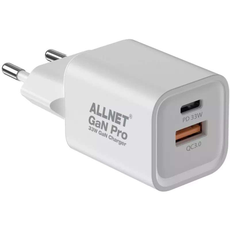 Zasilacz ALLNET PSU-GaNPD-USB-1A1C-45W USB-C PD i USB-A QC 45W ładowarka GaN
