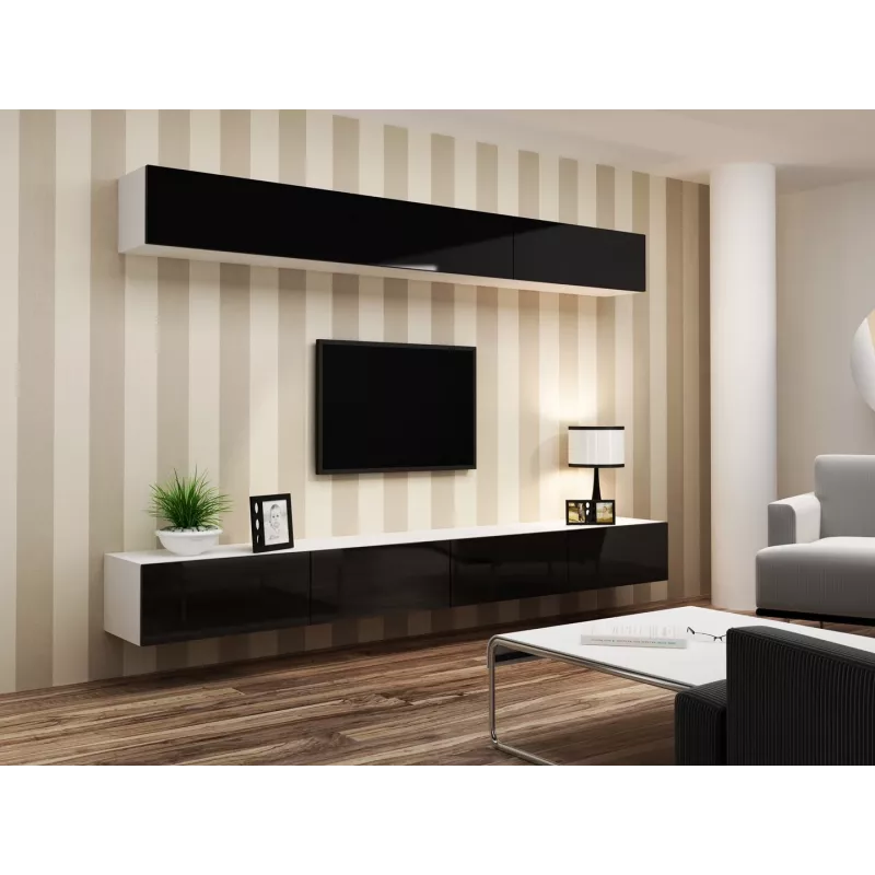 Cama zestaw mebli do salonu VIGO 13 biały/czarny połysk