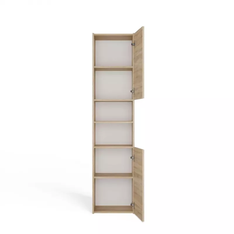 Szafka łazienkowa Top e shop S40 SONOMA — dębowa rama, wolnostojąca, 6 półek, 400×300×1700 mm