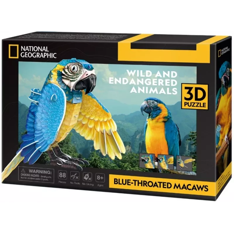 3D Puzzle cubicfun Ary modrogardłe, 88 elementów, model 306-DS1097H