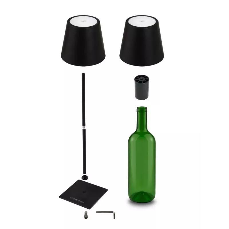 Lampka biurkowa LED ESPERANZA ELD119K Czarna — 3W, 4000K, 200 lm, USB-C, bateria 2400 mAh, wysokość 400 mm