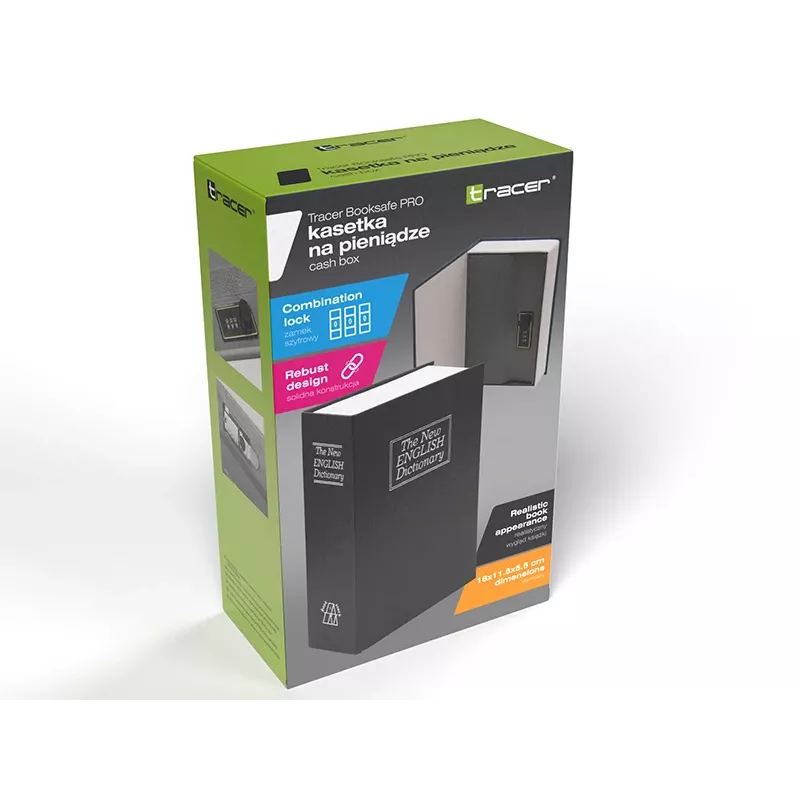 Skarbonka TRACER TRASEJ47654 — konstrukcja BookSafe Pro, bezpieczny mały sejf, trwały materiał