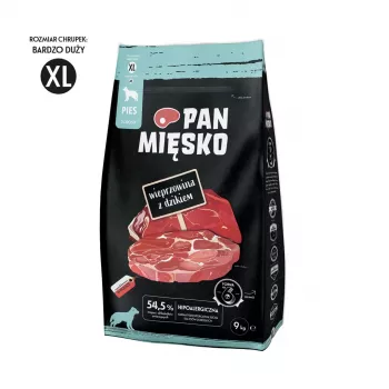 Sucha karma dla psa Pan Mięsko Mr. Pork z dzikiem XL — 9 kg, dla dorosłych psów ras dużych i olbrzymich, białko 30%, tłuszcz 21%
