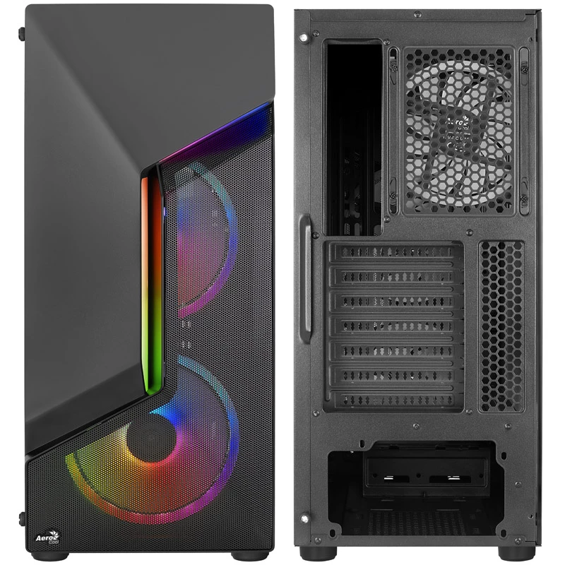 Aerocool Scape-G-BK-v2 Midi-Tower, szkło hartowane, FRGB - czarny