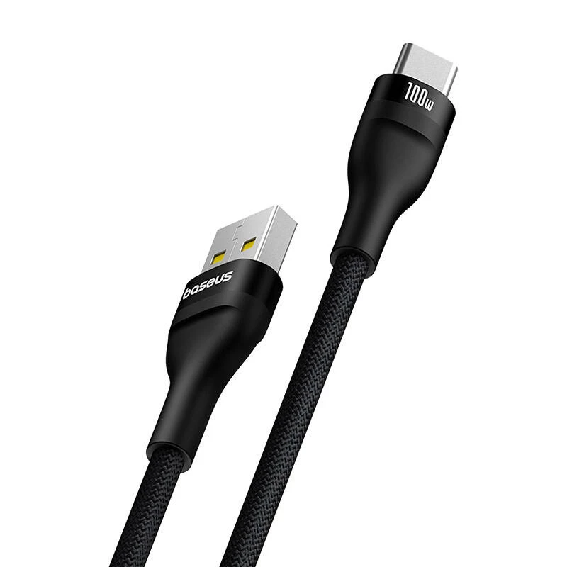 Baseus Flash 2 USB A do USB C kabel szybkiego ładowania 2 m 100 W Czarny