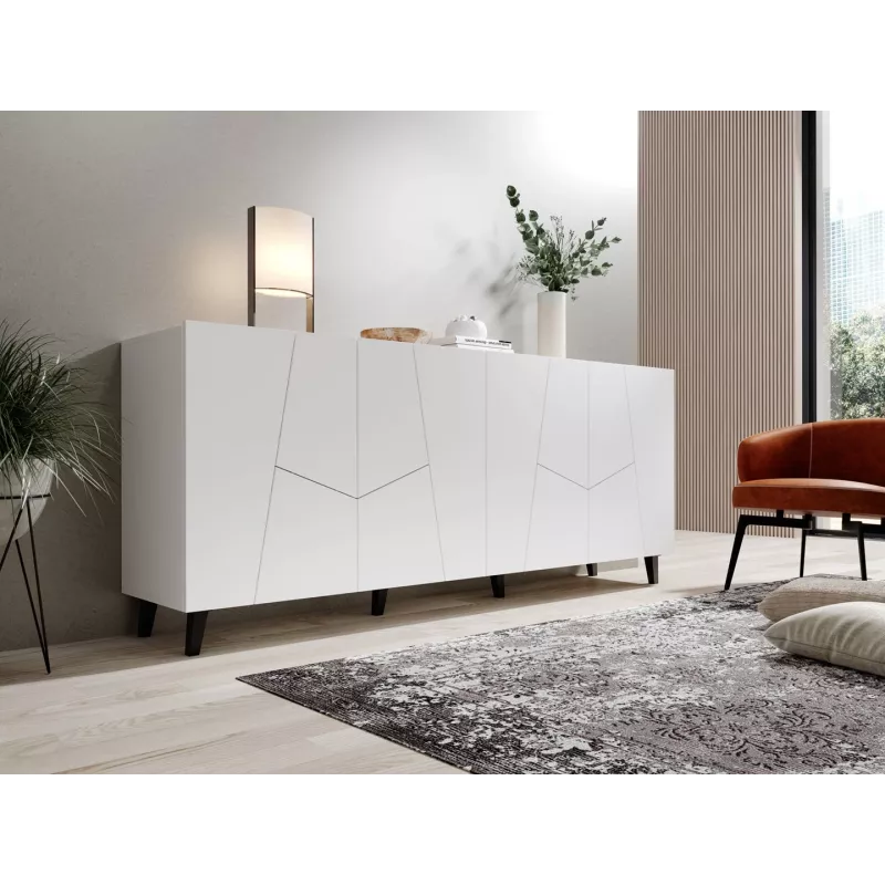 Komoda Cama Meble ETNA 200x42x82 cm, biała mat, płyta wiórowa, rama 16 mm