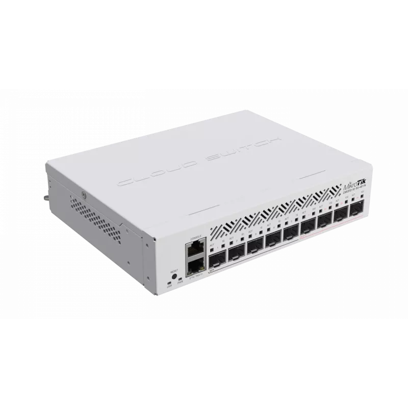 Zarządzalny przełącznik sieciowy L3 MikroTik CRS310-1G-5S-4S+IN — 1U, 1x Gigabit, 5x SFP, 4x SFP+, 10G, DC/PoE 18–57V, maks. 20W