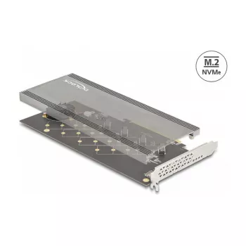 DeLOCK PCI Express 4.0 x16 karta na 4 x wewnętrzny NVMe M.2 Key M z radiatorem i wentylatorem