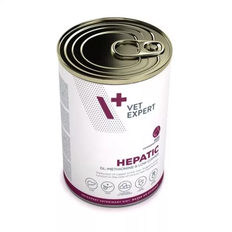Mokra karma dla psów VETEXPERT Veterinary Diet Hepatic, 400 g, wsparcie wątroby, smak mięsny