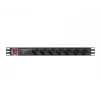 Listwa zasilająca LANBERG PDU-PRO-07F-0200-BK — listwa PDU 1U do szaf rack, 7 gniazd typu F, 16 A, kabel 2 m, czarna