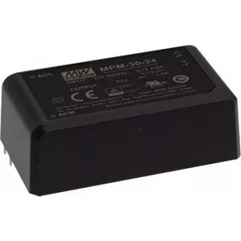 Mean Well MPM-30-24 – kompaktowy zasilacz AC-DC, 30 W, napięcie wyjściowe 24 V, wejście 80–264 V