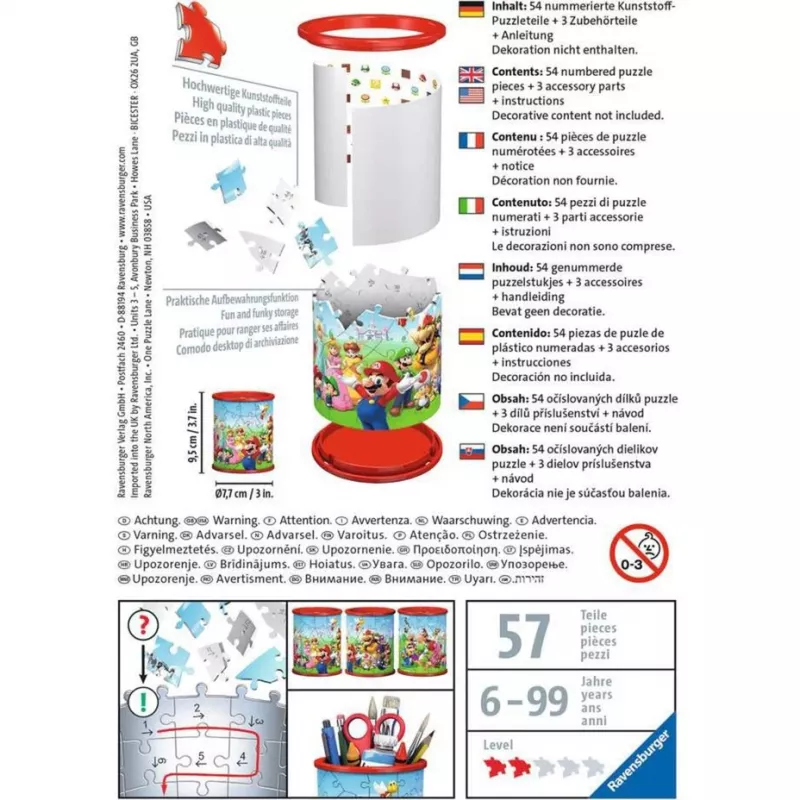 Puzzle 3D Ravensburger Super Mario Pojemnik na ołówki 54 szt.