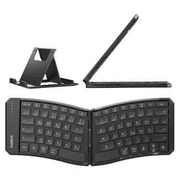 Inateck pełnowymiarowa zakrzywiona klawiatura Bluetooth N0131 QWERTZ nożycowa Czarna
