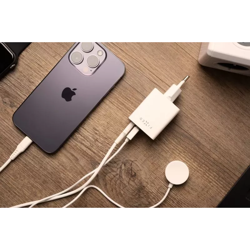 Ładowarka podróżna FIXED Fixed Mini USB-C/USB 45W — kompaktowa dwuportowa ładowarka z USB-C i USB-A