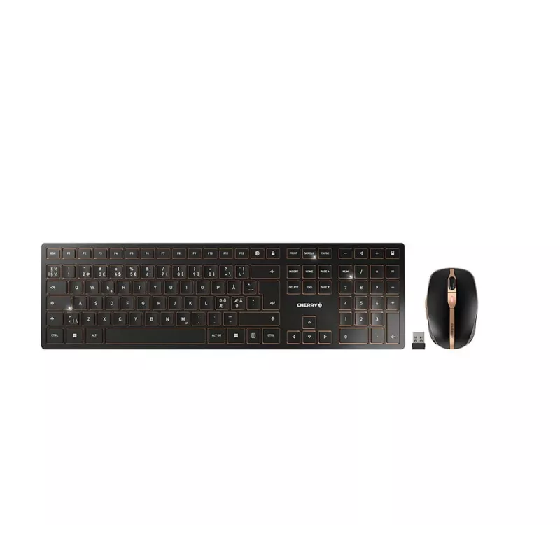 CHERRY DW 9100 SLIM klawiatura Mysz w zestawie Uniwersalna RF Bezprzewodowa + Bluetooth Nordycka Czarna