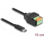 DeLOCK Kabel USB 2.0 USB Type-C męski do listwy zaciskowej 15 cm