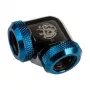 Adapter 90° BitsPower do twardych rurek 12 mm AD Hardtube na twarde rurki 12 mm AD Hardtube, błyszczący czarny/niebieski