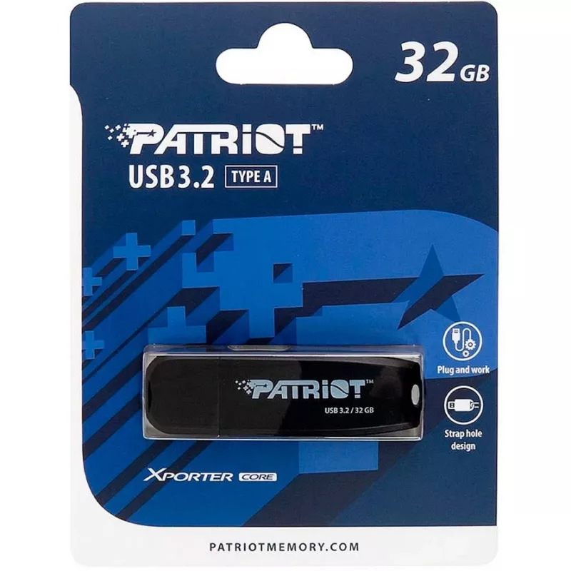 Pamięć USB PATRIOT 32 GB USB typu A 3.2 Gen 1 czarna, 80 MB/s, brelok na klucze