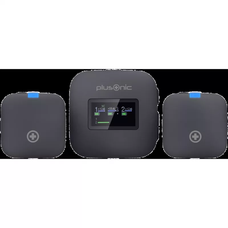 Zestaw mikrofonów bezprzewodowych Plusonic PS-TDS8 z łącznością USB‑C, Lightning i 3,5 mm