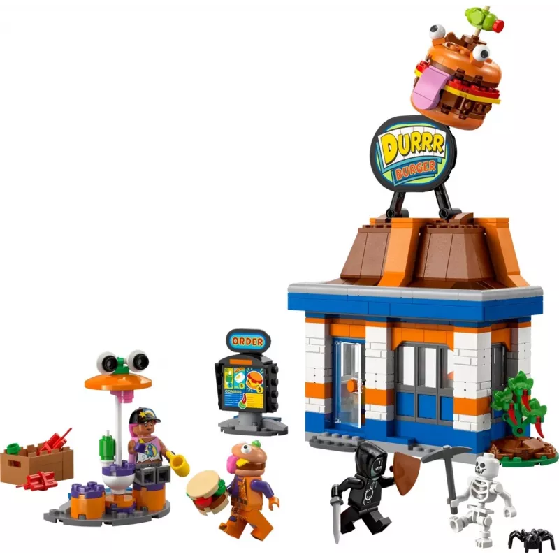 Klocki LEGO LEGO FORTNITE 77076 Durrr Burger Restaurant — zestaw 546 elementów, 4 minifigurki, 270×180×90 mm