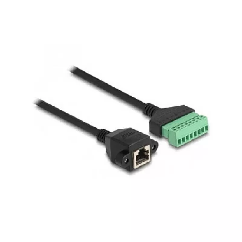 DeLOCK Przewód RJ45 Kat.6, gniazdo żeńskie – adapter listwy zaciskowej 1 m
