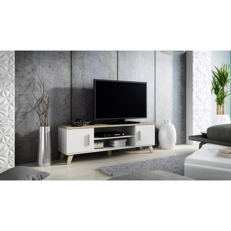 Cama TV stand LOTTA 160 2D2K Biały/sonoma
