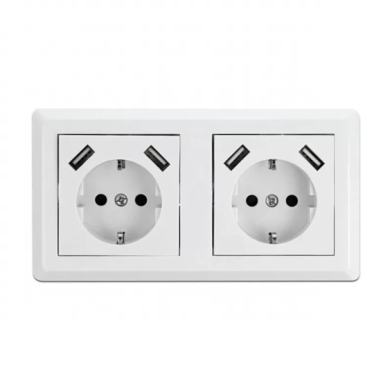 Gniazdko ścienne DeLOCK 2-krotne z 4 portami USB 2 x 2,8 A