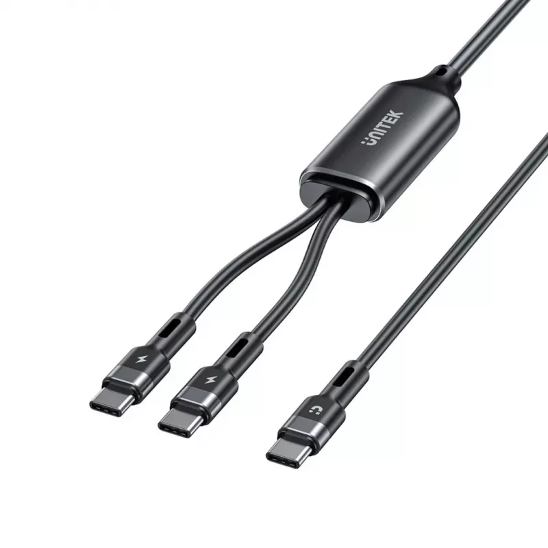 Kabel USB-C 2-w-1 Unitek C14146ABK01 1,8 m, USB-C na USB-C, 100 W PD, czarny