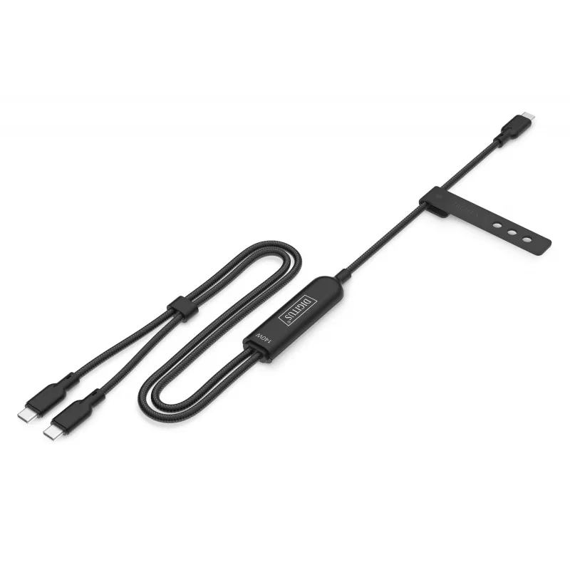 Kabel ładujący DIGITUS USB-C 2w1 140 W, USB-C na 2×USB-C, 1,8 m, USB 2.0, czarny
