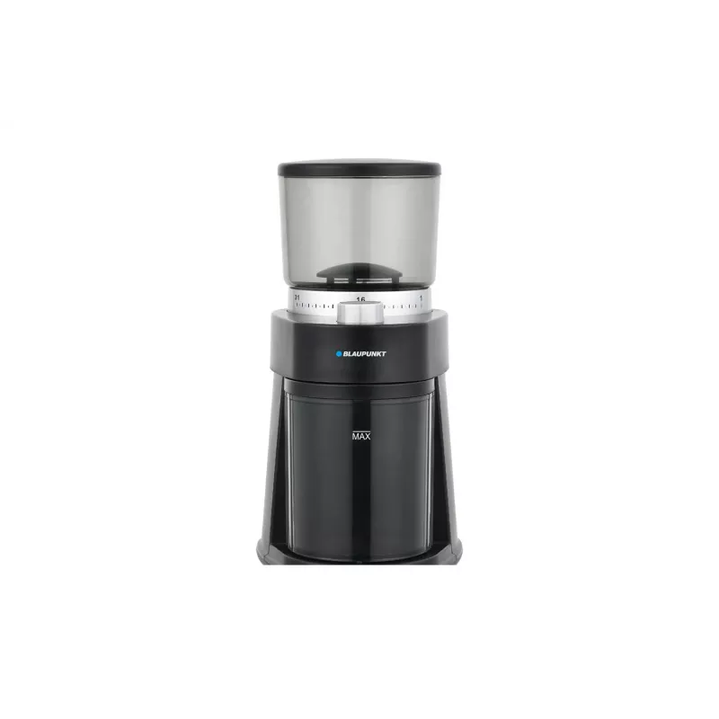 Młynek żarnowy do kawy BLAUPUNKT FCM501 — 250 g ziaren, 180 g zmielonej kawy, 120 W, srebrny
