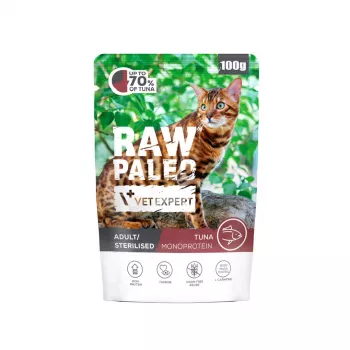VETEXPERT Raw Paleo Adult Sterilised Tuna mokra karma dla kotów, 100 g
