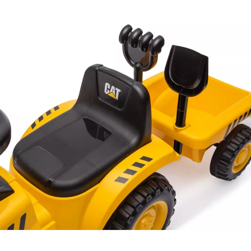 Pojazd CAT Traktor z przyczepą żółty jeździk