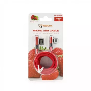 Sbox USB->Micro USB 90 M/M 1.5m USB-MICRO-90R truskawkowo-czerwony