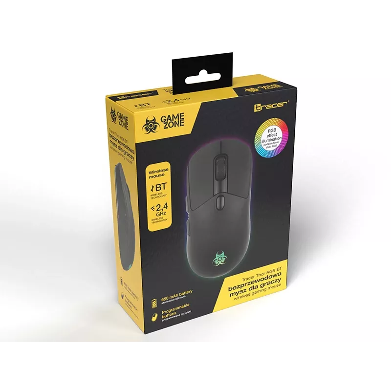 Słuchawki gamingowe TRACER Gamezone Thor RGB BT Wireless Bluetooth, nauszne, z wbudowanym mikrofonem