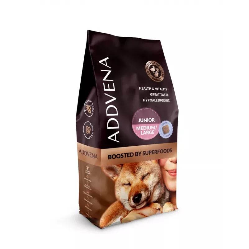 ADDVENA Boosted by superfoods Junior Medium/Large Beef - sucha karma dla psów - 10kg