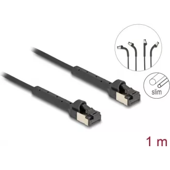 Kabel sieciowy DeLOCK RJ45 cienki Cat.6A U/FTP 1m czarny